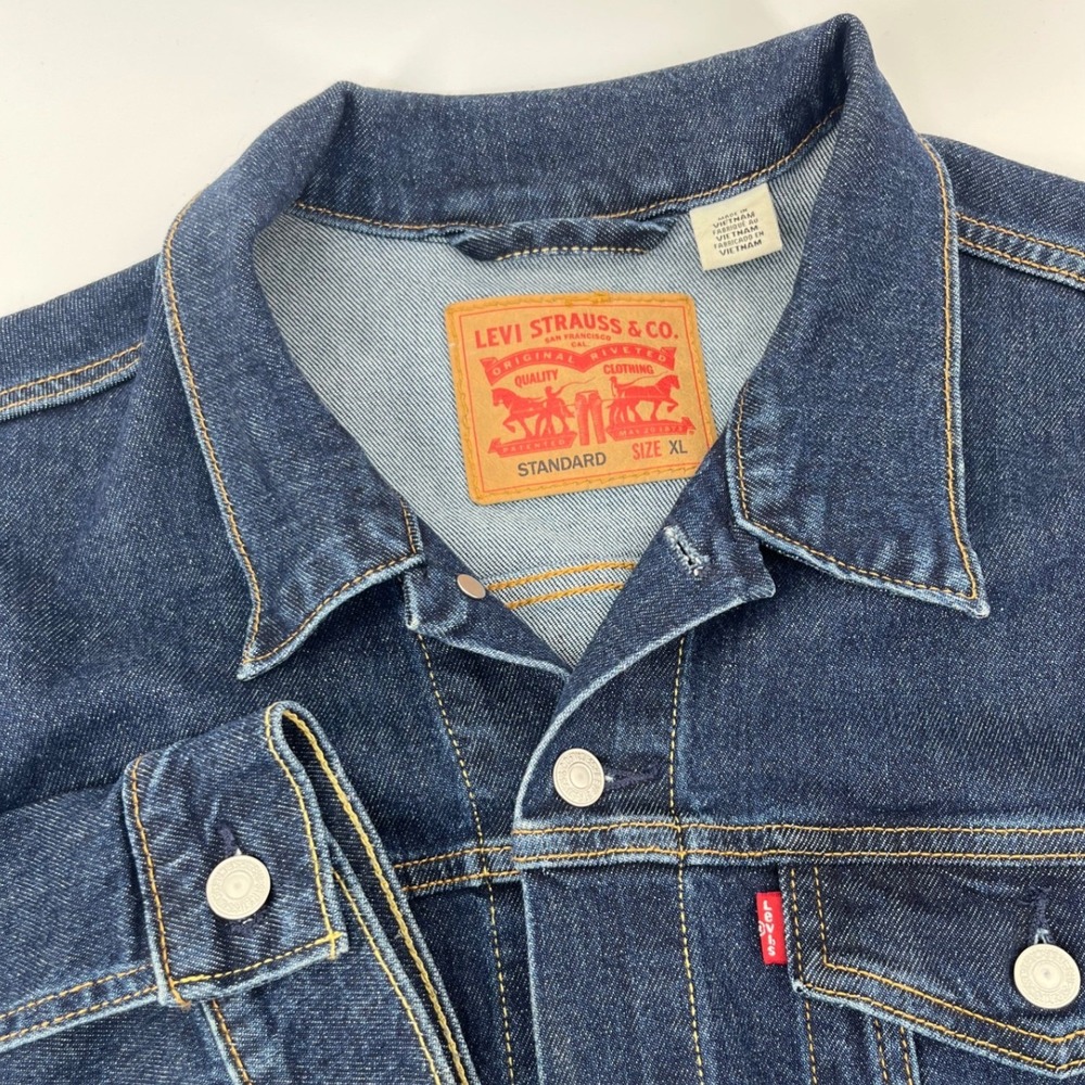 Levi's Trucker Jacket Mens XL Dark Indigo Blue Denim Standard Fit 72334-2761 - Picture 5 of 9